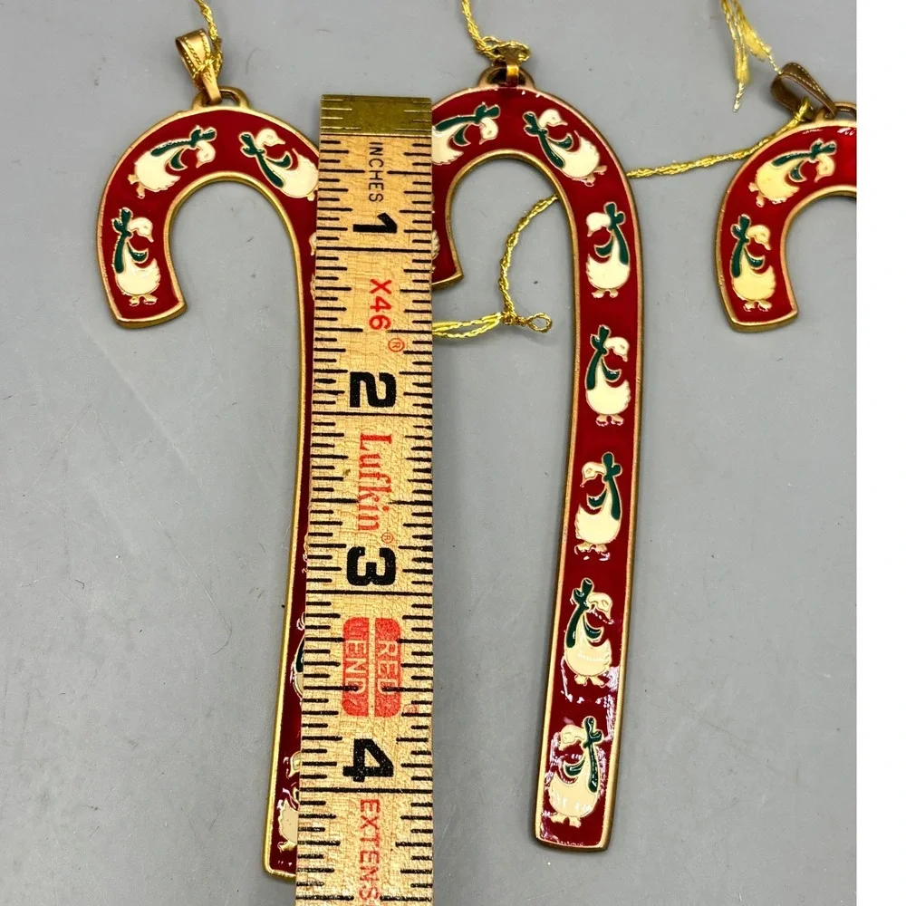 Vtg 1991 Wallace Silversmiths Christmas Goose Candy Cane‎ Ornaments 4 Pc Cottage